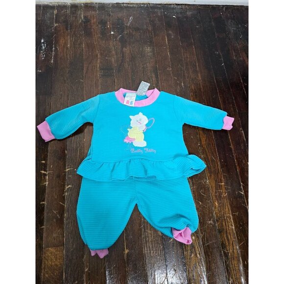 Vintage 80s 90s Pretty Kitty Ruffled Girls Outfit 6- 9 months - Picture 14 of 14